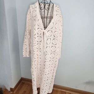 POL Crochet Boho Duster Cardigan NWT One Size